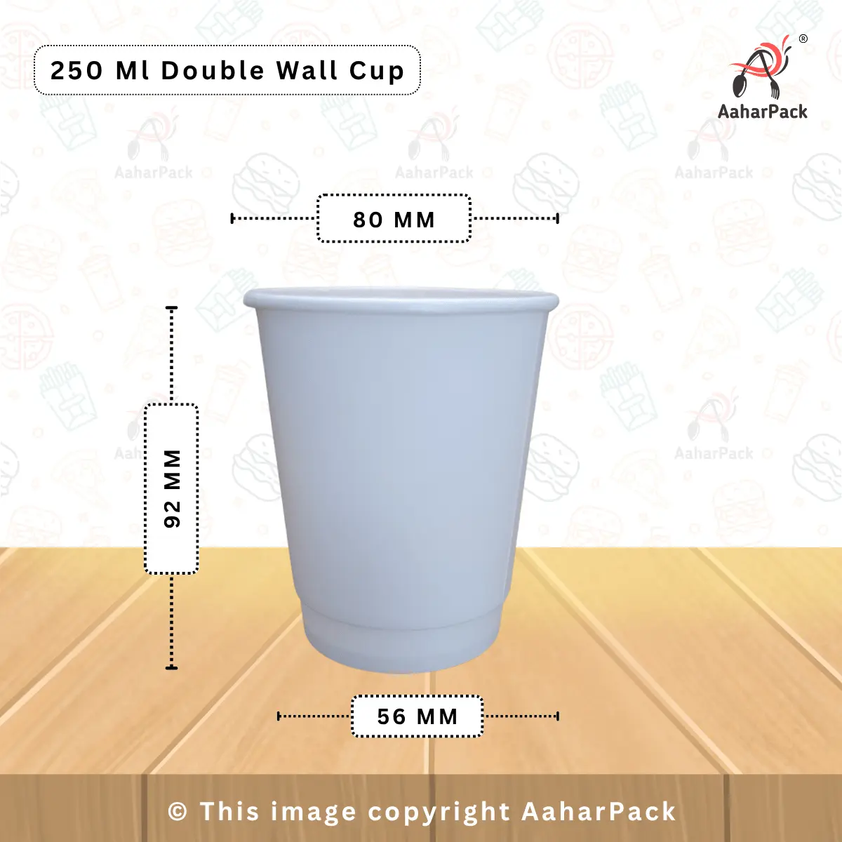 250 ML (8OZ) Double Wall White Paper Cup With Plastic Black Sipper Lid Pack Of 1000 Pcs