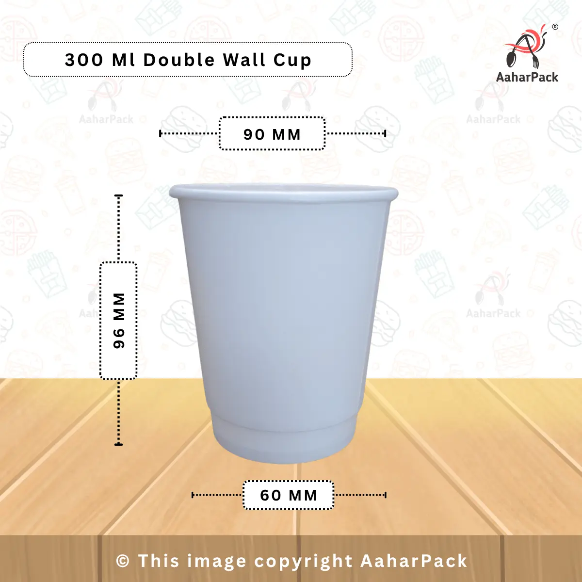 300 ML (10OZ) Double Wall White Paper Cup With Plastic Flat Lid Pack Of 1000 Pcs