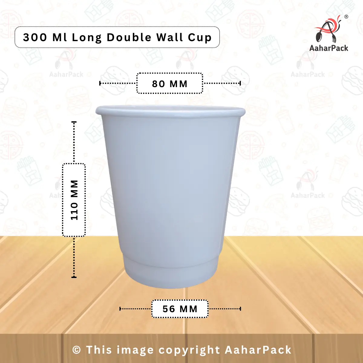 300 ML Long Double Wall White Paper Cup – Pack of 500 Pcs
