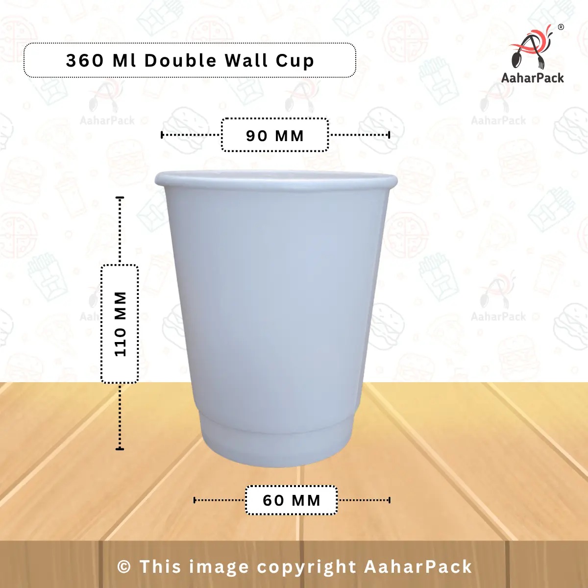 360 ML (12OZ) Double Wall White Paper Cup With Plastic Flat Lid Pack Of 1000 Pcs