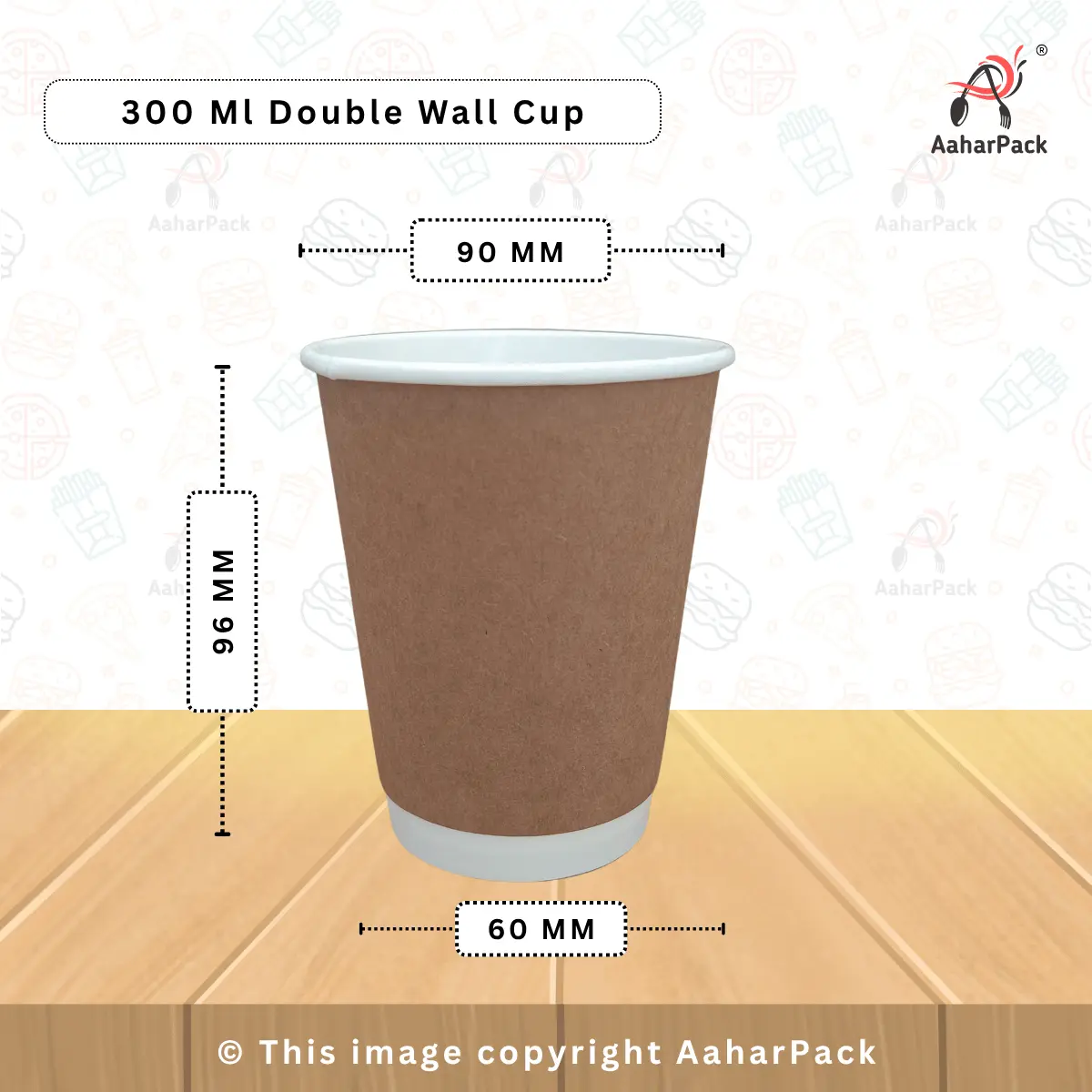 300 ML (10OZ) Double Wall Kraft Paper Cup WIth Locable White Sipper Lid Pack Of 1000 Pcs