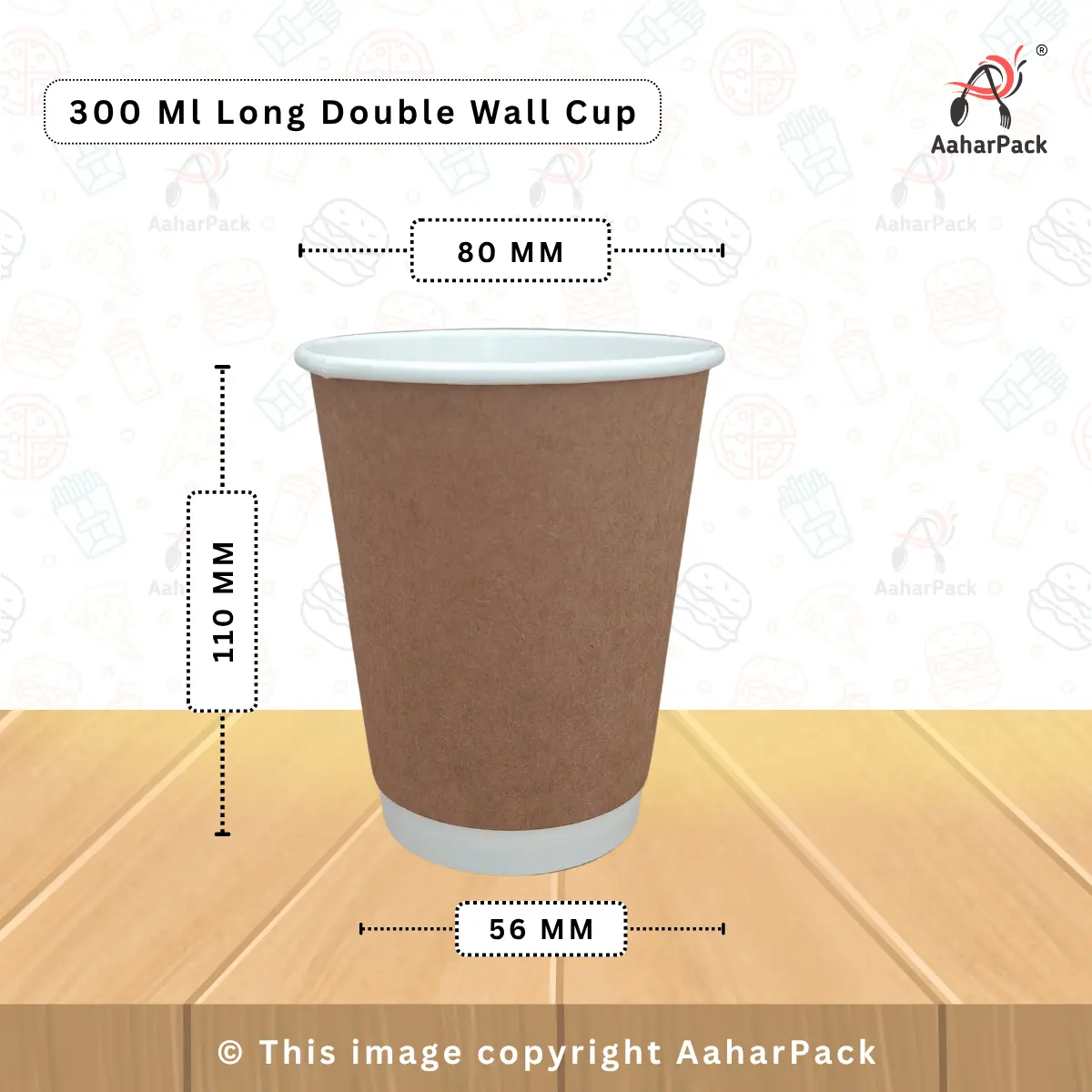 300 ML Long Ripple Wall Kraft Paper Cups – Pack of 500 Pcs