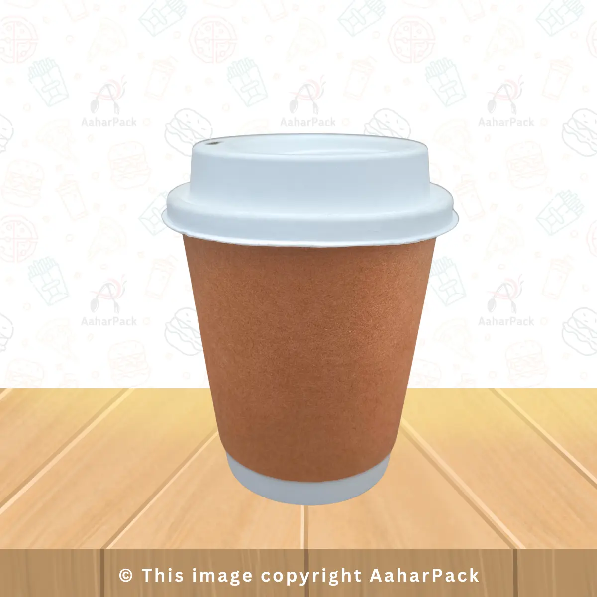 250 ML (8OZ) Double Wall Kraft Paper Cup With Bagasse Sipper Lid Pack Of 1000 Pcs