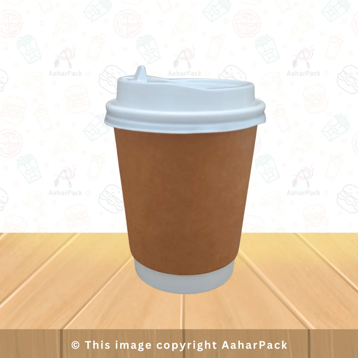 250 ML (8OZ) Double Wall Kraft Paper Cup With Locable White Sipper Lid Pack Of 1000 Pcs