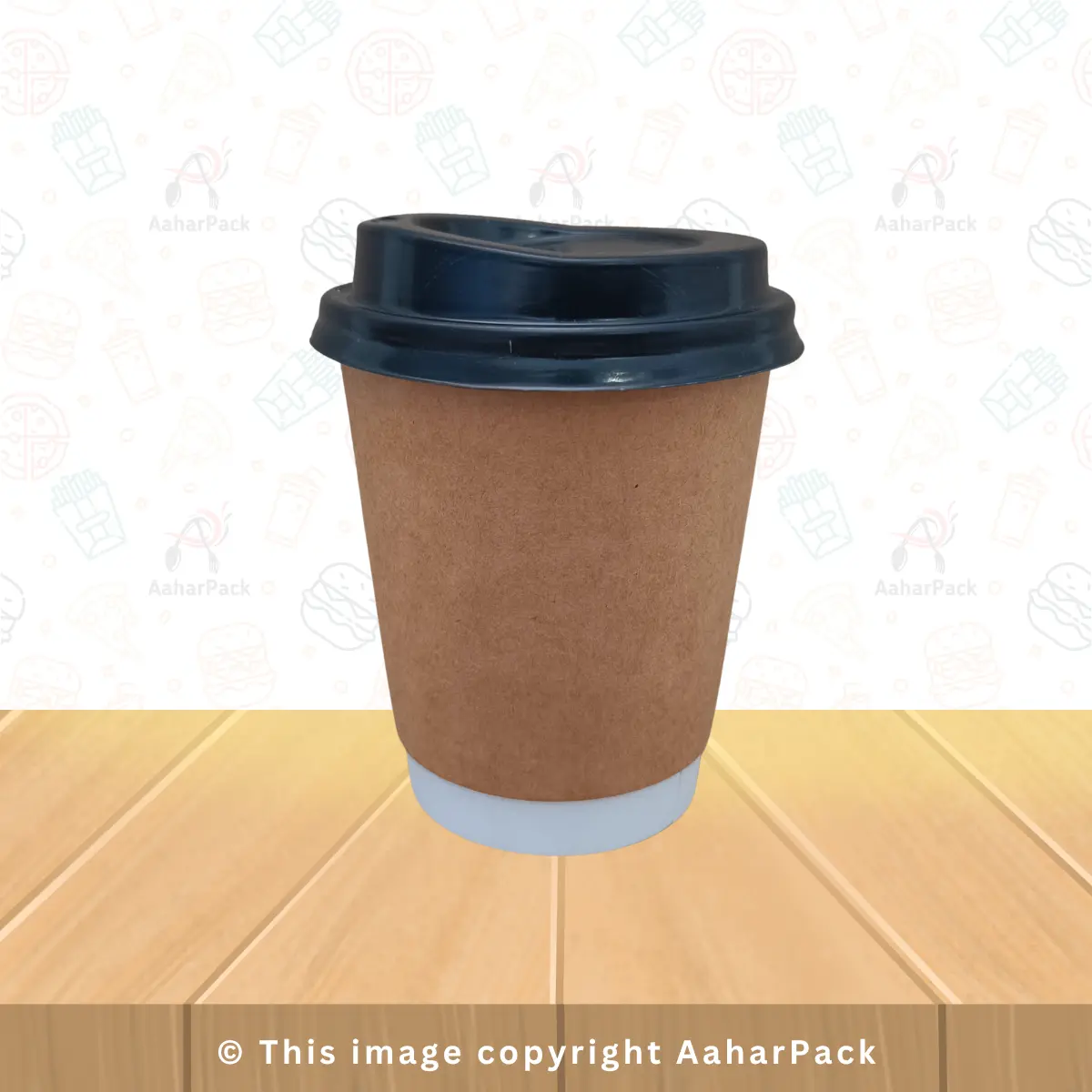 250 ML (8OZ) Double Wall Kraft Paper Cup With Plastic Black Sipper Lid Pack Of 1000 Pcs