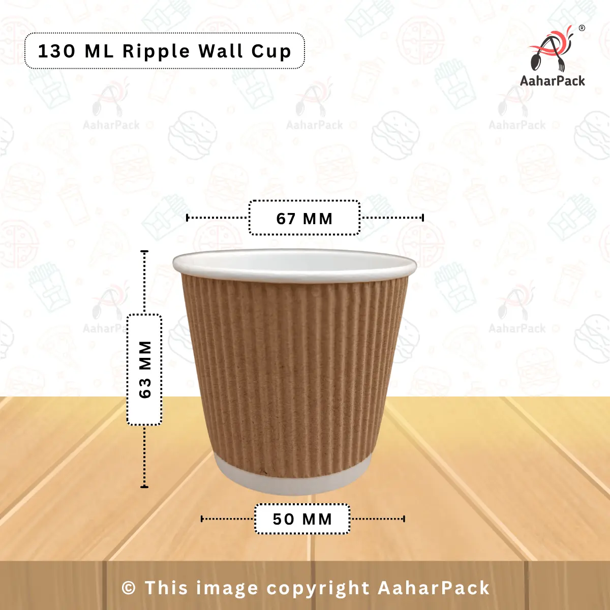 130 ML (4oz) Ripple Wall Kraft Paper Cups – 1000 Pcs | Disposable Hot Beverage Cups
