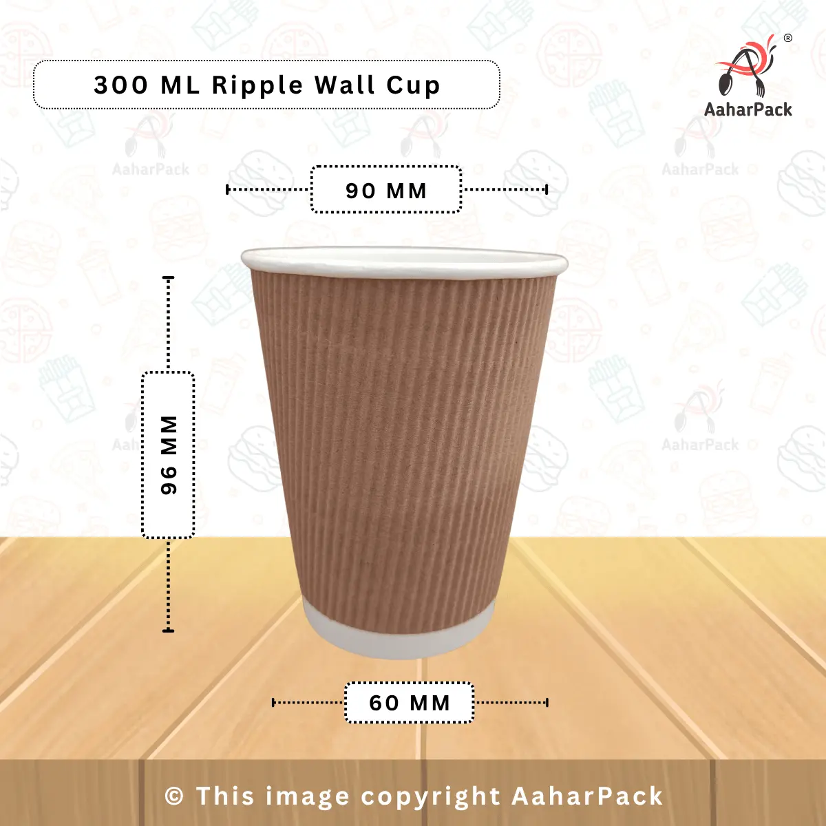 300 ML (10oz) Ripple Wall Kraft Paper Cups – Insulated Disposable Hot Cups | Pack of 500