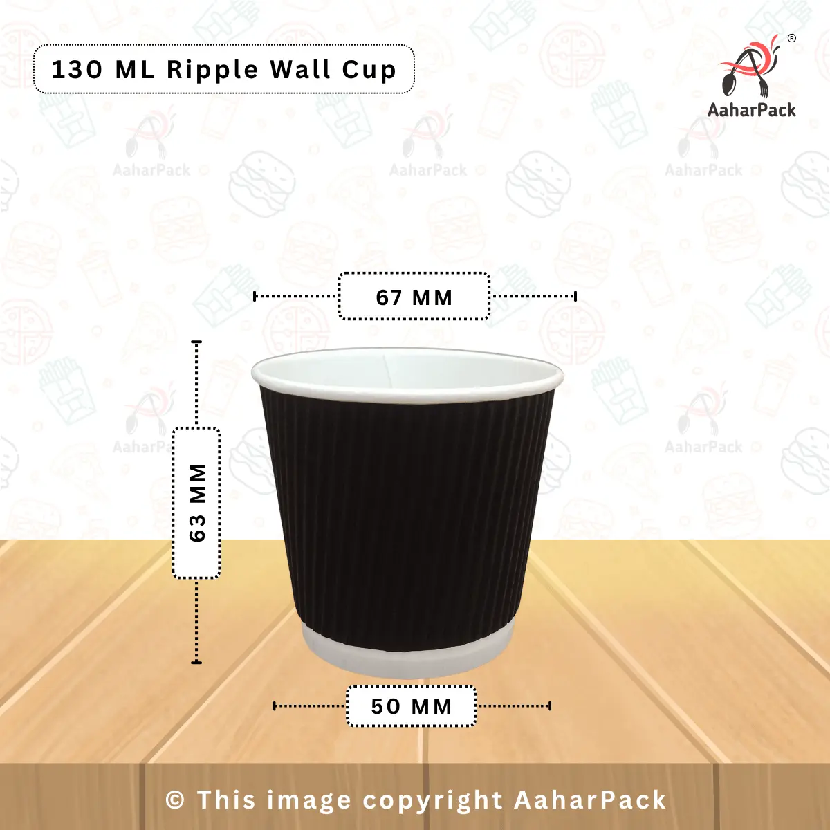 130 ML (4oz) Ripple Wall Black Paper Cups – Small Disposable Hot Drink Cups | Pack of 1000