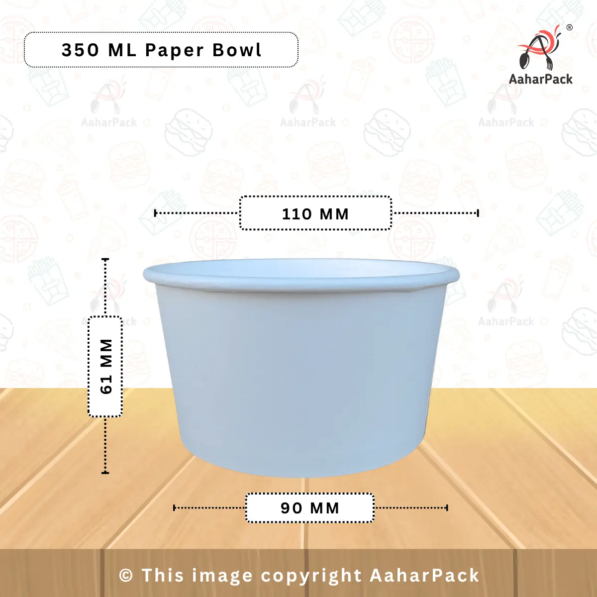 350 ML White Paper Bowls with Dome Plastic Lids – Pack of 1000 | Leak-Resistant, Disposable Bowls for Hot & Cold Foods, Ideal for Takeaway & Delivery