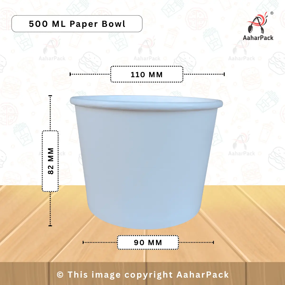 500 ML White Paper Bowls with Paper Lids – Pack of 1000 | Eco-Friendly, Leak-Resistant Disposable Bowls for Takeaway & Food Delivery