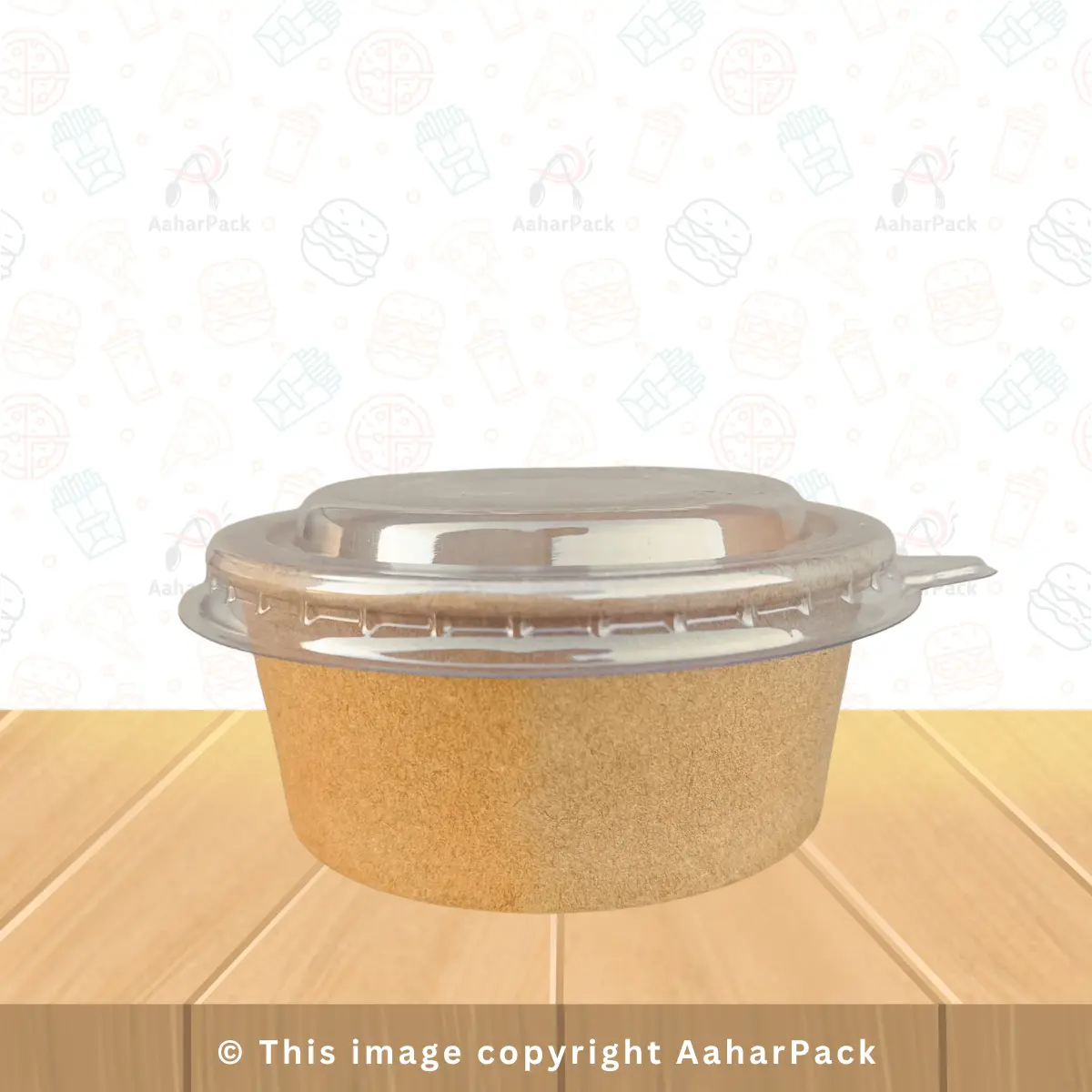 250 ML Kraft Paper Bowls with Plastic Flat Lids – Pack of 1000 | Eco-Friendly, Leak-Proof Containers for Snacks, Salads & Takeaway