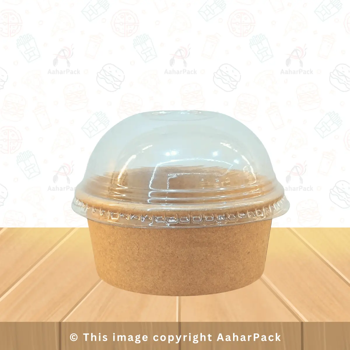 250 ML Kraft Paper Bowls with Dome Lids – Pack of 1000 | Leak-Resistant Disposable Containers for Sweets, Salads, Snacks & Takeaway
