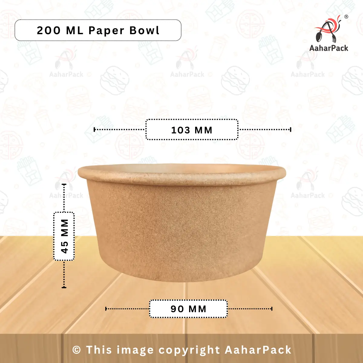 200 ML Kraft Paper Bowls with Plastic Flat Lids – Pack of 1000 | Eco-Friendly Disposable Food Containers for Delivery & Takeaway