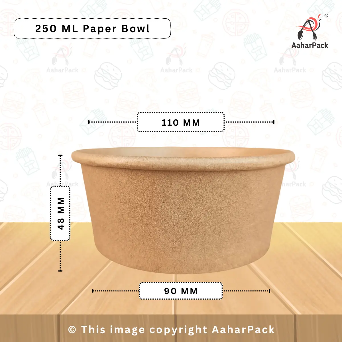 250 ml Kraft Paper Bowls – Disposable, Eco-Friendly Food Bowls | Pack of 1000 | Leakproof & Food Grade