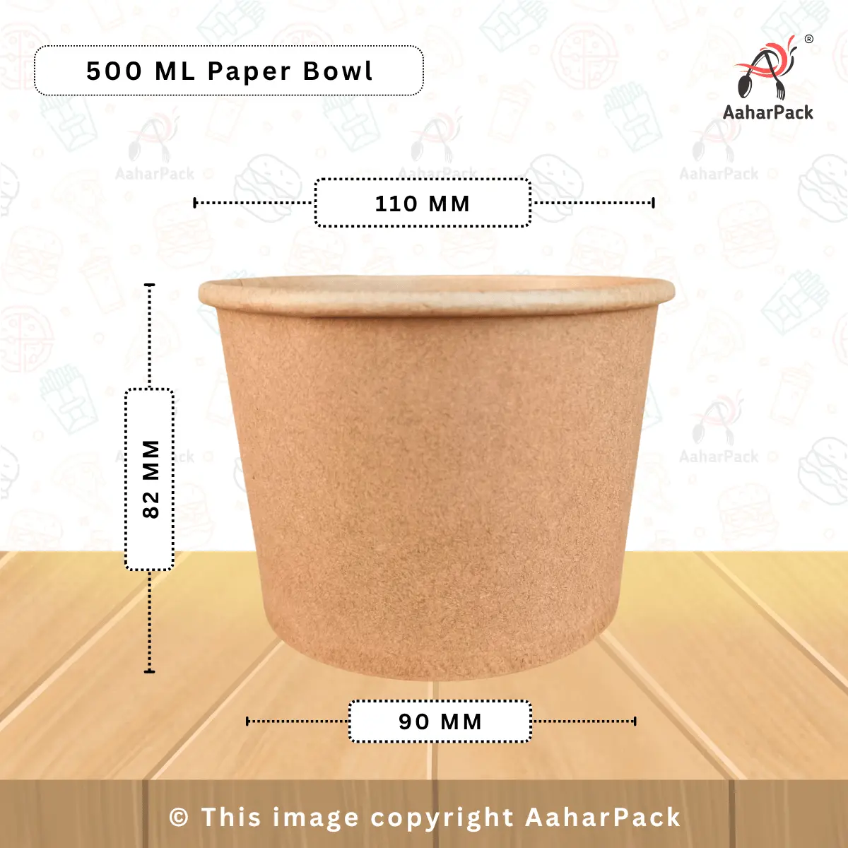 500 ML Kraft Paper Bowls with Paper Lids – Pack of 1000 | 100% Eco-Friendly & Plastic-Free Bowls for Meals, Salads, and Snacks