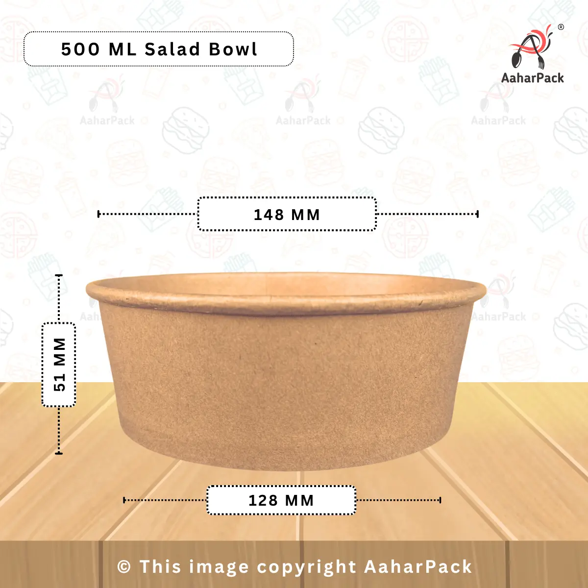 500 ML Kraft Paper Salad Bowl – Eco-Friendly Disposable Bowl (Pack of 500)