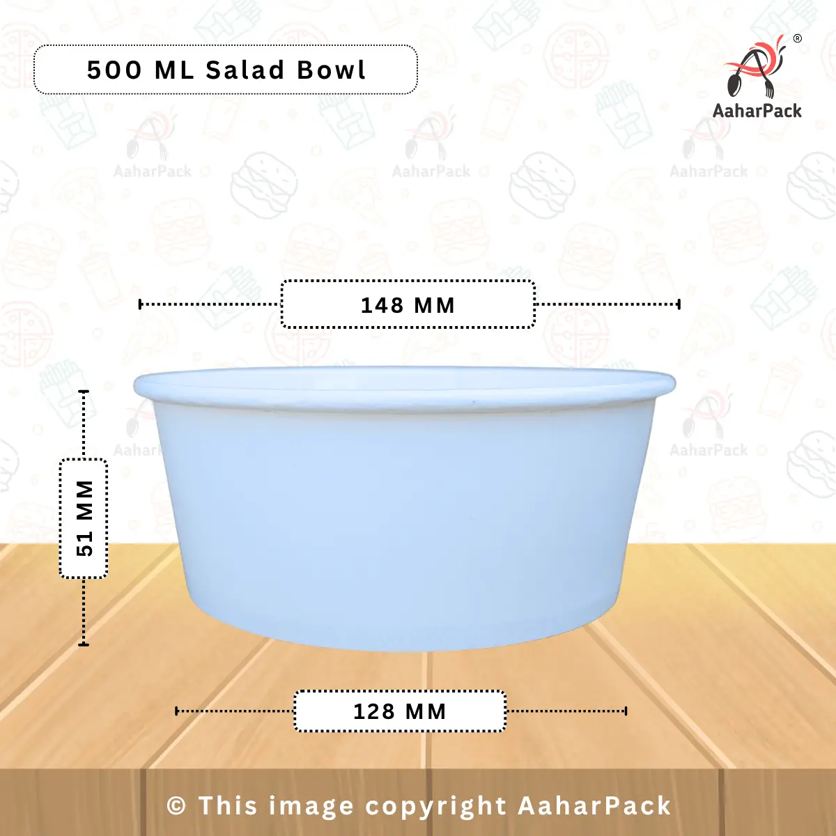 500 ML White Paper Salad Bowls with PP Lids – Pack of 1000 | Leak-Proof, Durable Bowls for Takeaway Meals, Salads, and Catering Use