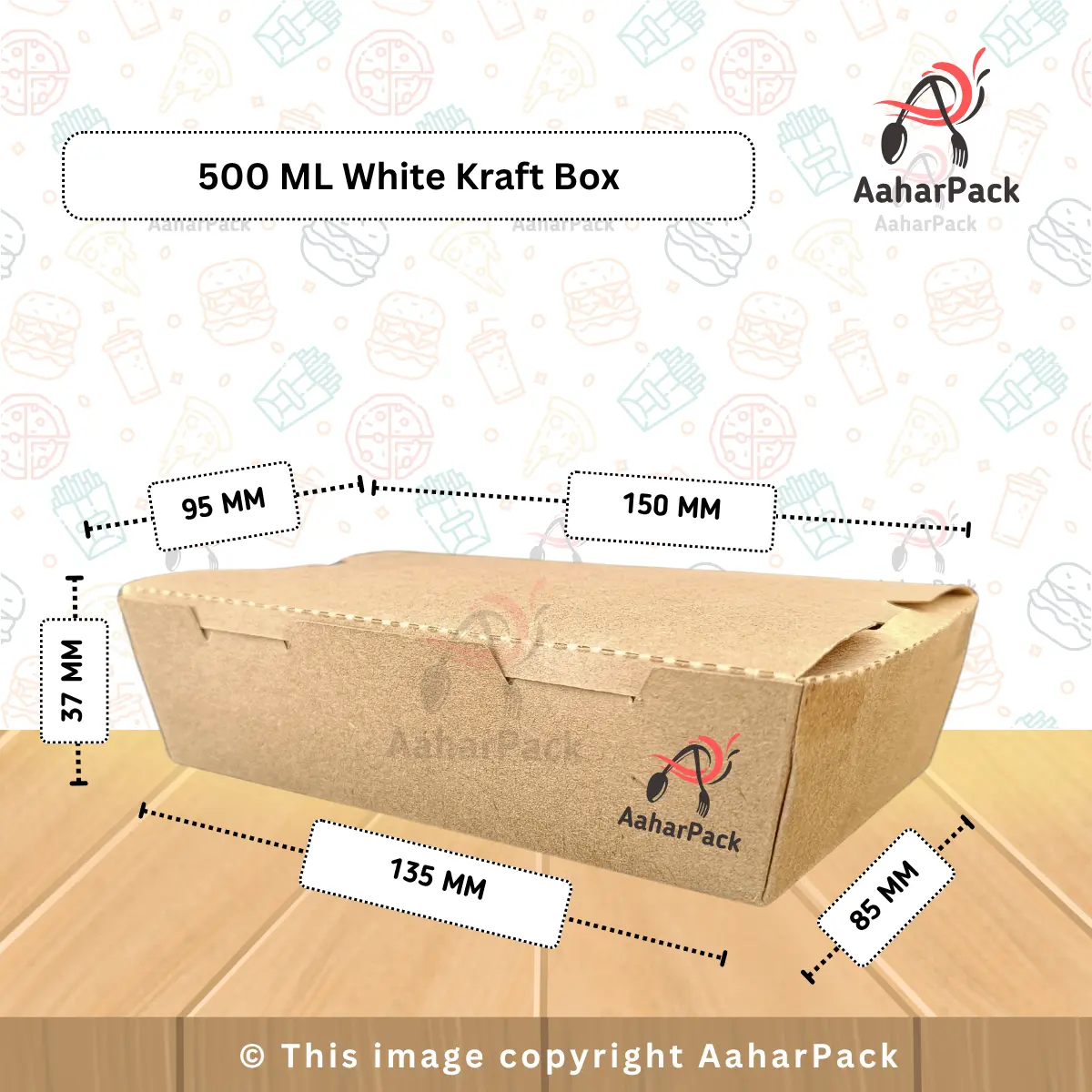 500 ML Kraft Paper Meal Box – Eco-friendly Food Container | Pack of 500