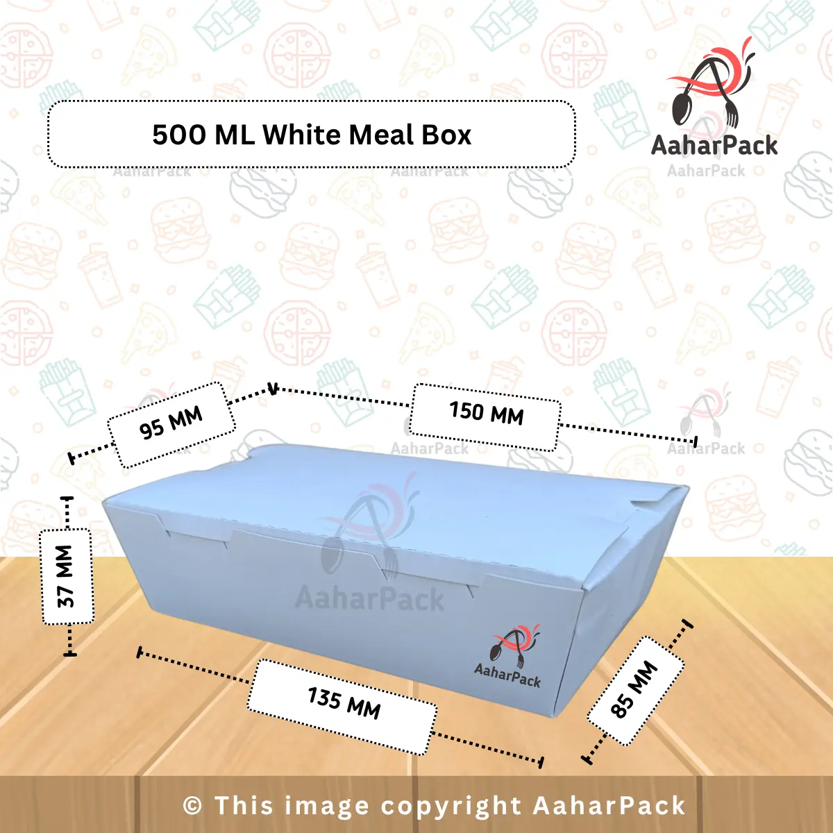 500 ML White Paper Meal Box – Leakproof Disposable Food Container for Takeaway & Delivery (Pack of 500 Pcs)