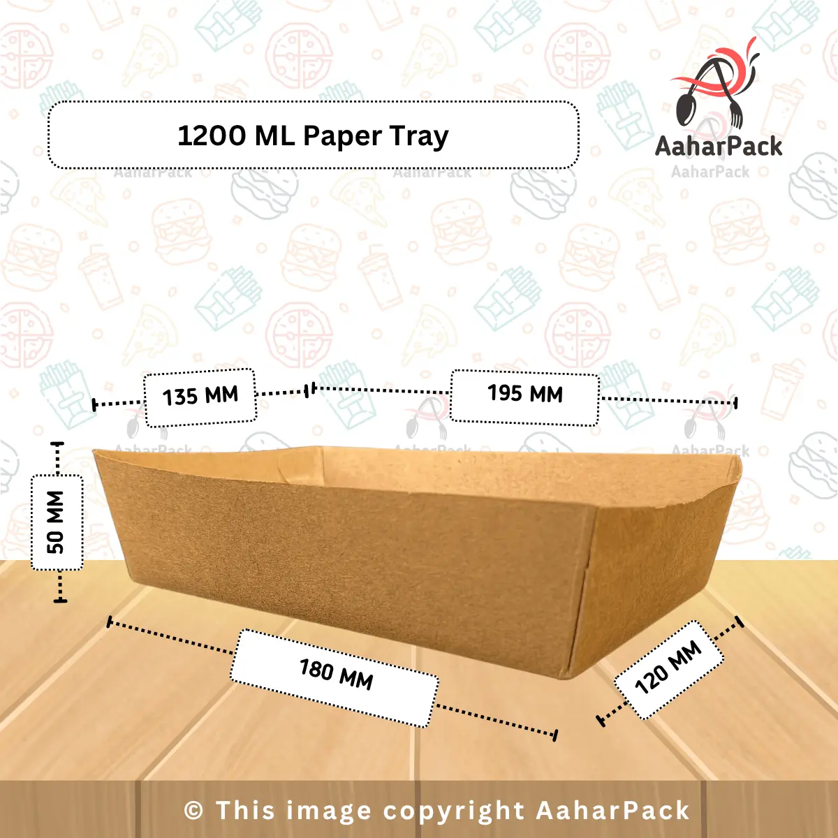 1200 ML Kraft Boat Paper Tray – Extra Large Eco-Friendly Disposable Tray for Meals (Pack of 500 Pcs)