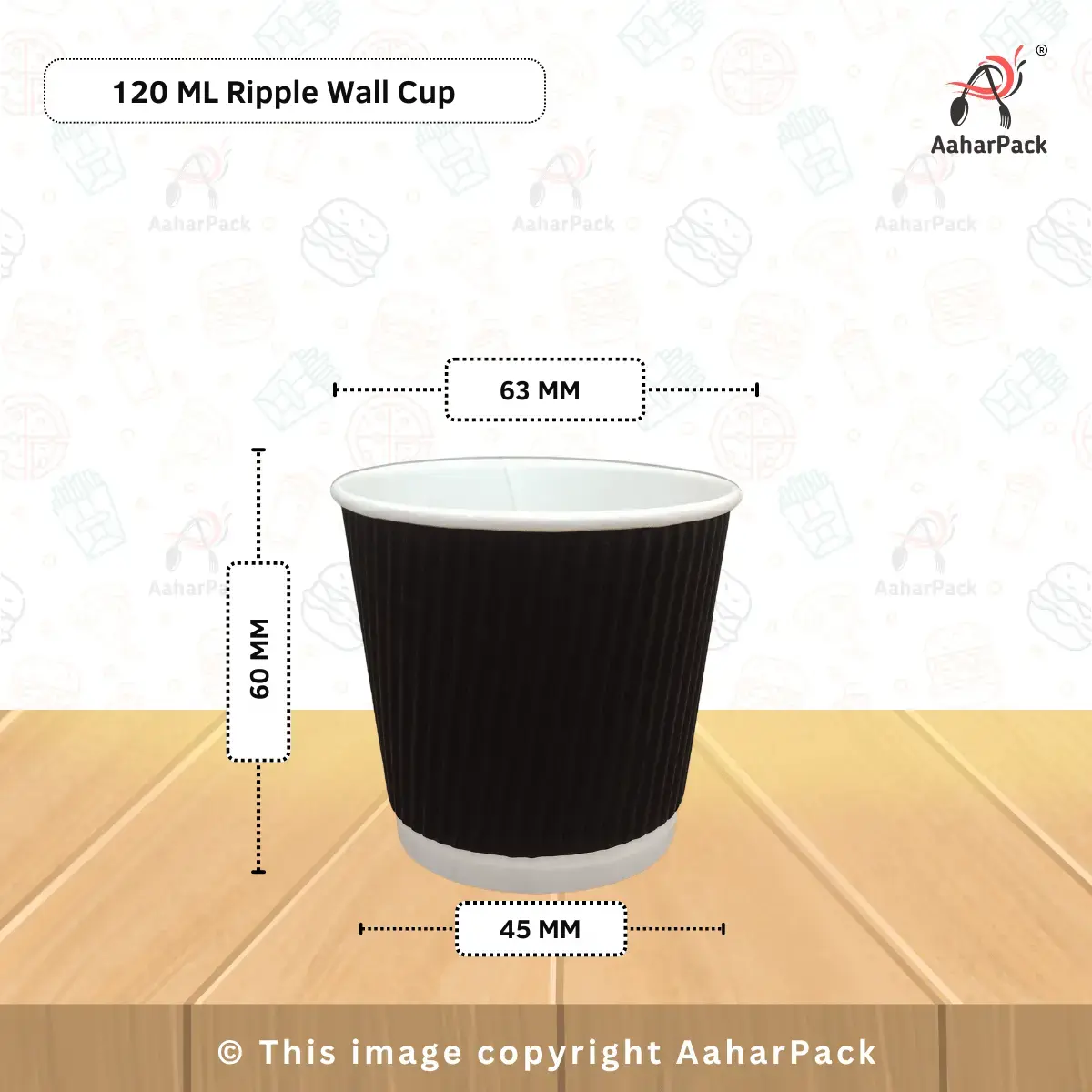 120 ML (4oz) Ripple Wall Black Paper Cups – Small Disposable Hot Drink Cups | Pack of 1000