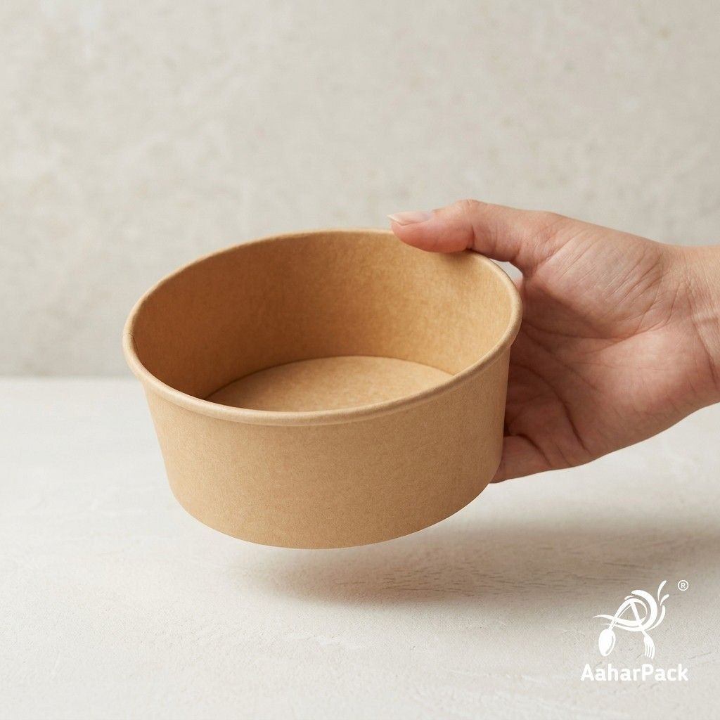 500 ML Kraft Paper Salad Bowls Without Lid (Pack of 200) - Brown Disposable Takeaway Food Containers | Leak-Proof, Eco-Friendly, Microwave Safe Bowls for Restaurant, Meal Prep & Catering