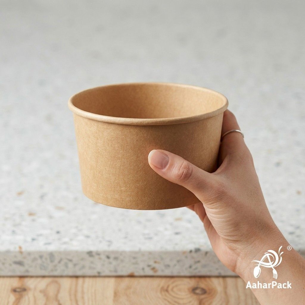 1000 ML Kraft Paper Salad Bowls Without Lid (Pack of 200) - Extra Large Brown Disposable Food Containers | Eco-Friendly, Leak-Proof & Heavy-Duty Takeaway Bowls for Catering, Big Meals & Meal Prep