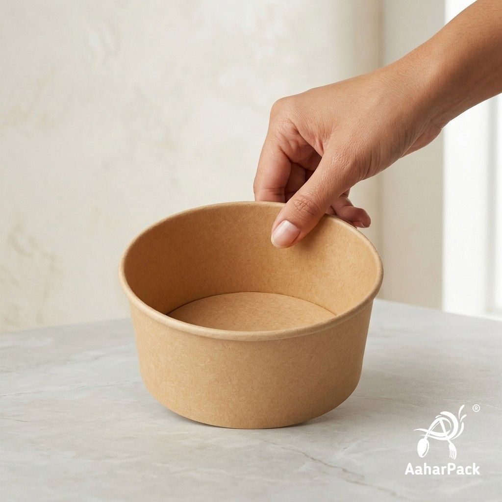 1000 ML Kraft Paper Salad Bowls Without Lid (Pack of 200) - Extra Large Brown Disposable Food Containers | Eco-Friendly, Leak-Proof & Heavy-Duty Takeaway Bowls for Catering, Big Meals & Meal Prep