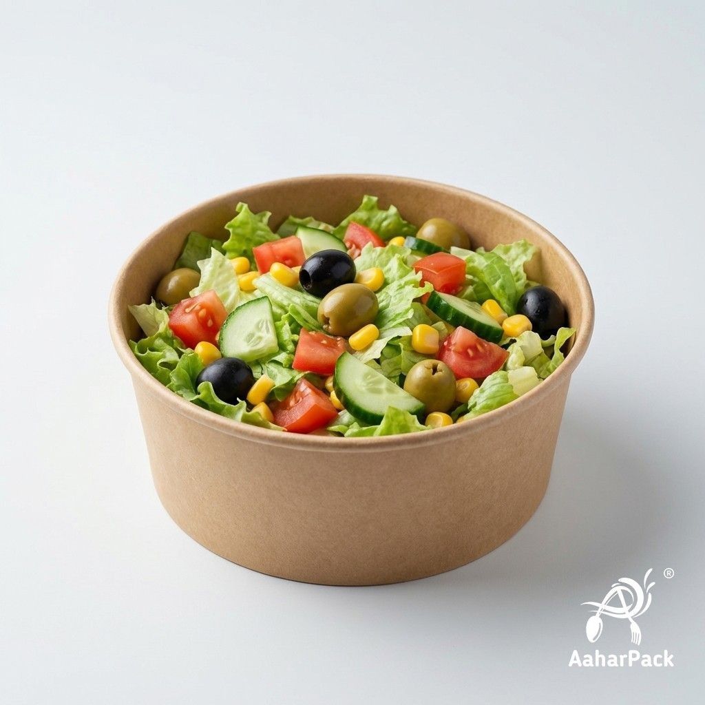 750 ML Kraft Paper Salad Bowls Without Lid (Pack of 200) - Large Brown Disposable Paper Bowls | Eco-Friendly, Leak-Proof Food Containers for Main Course Salads, Takeaway & Catering