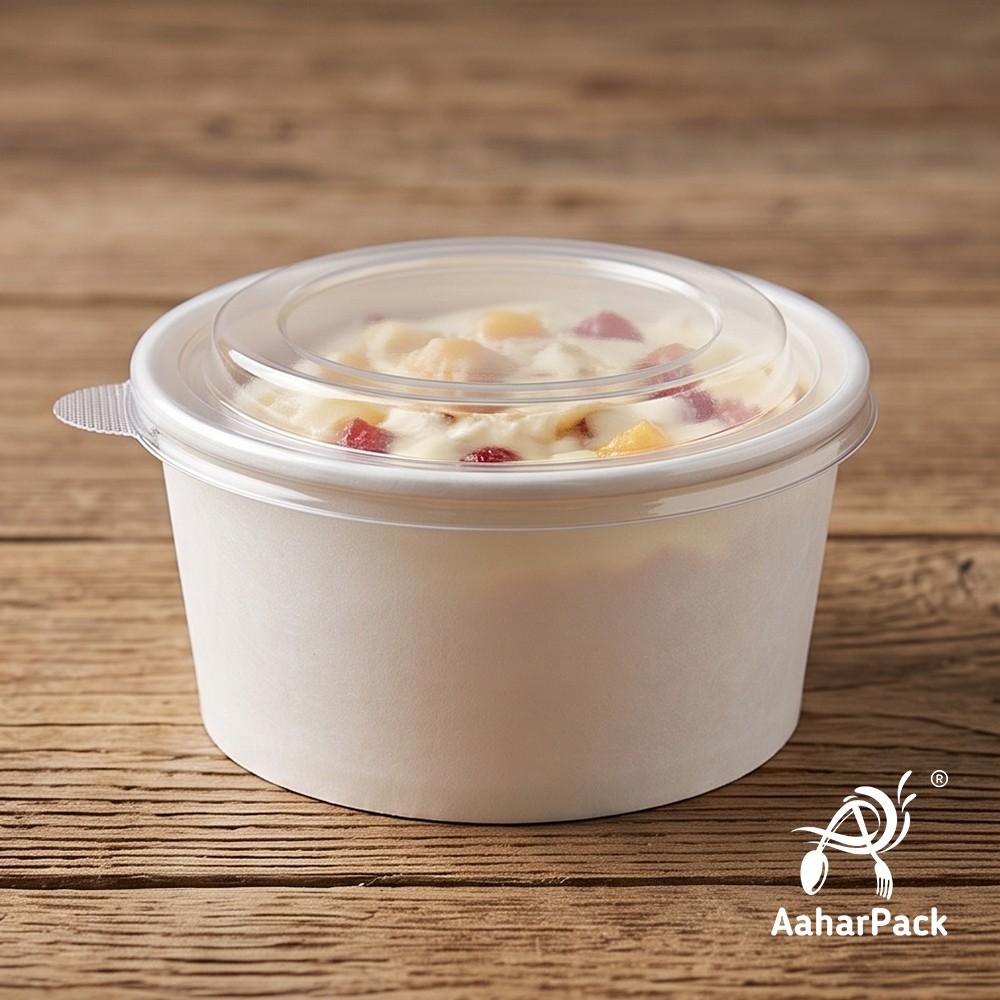 1000 ML White Paper Salad Bowls with Clear PET Lids (Pack of 150) - Extra Large Premium Disposable Food Containers | Leak-Proof Takeaway Packaging for Jumbo Salads, Poke & Deli Display