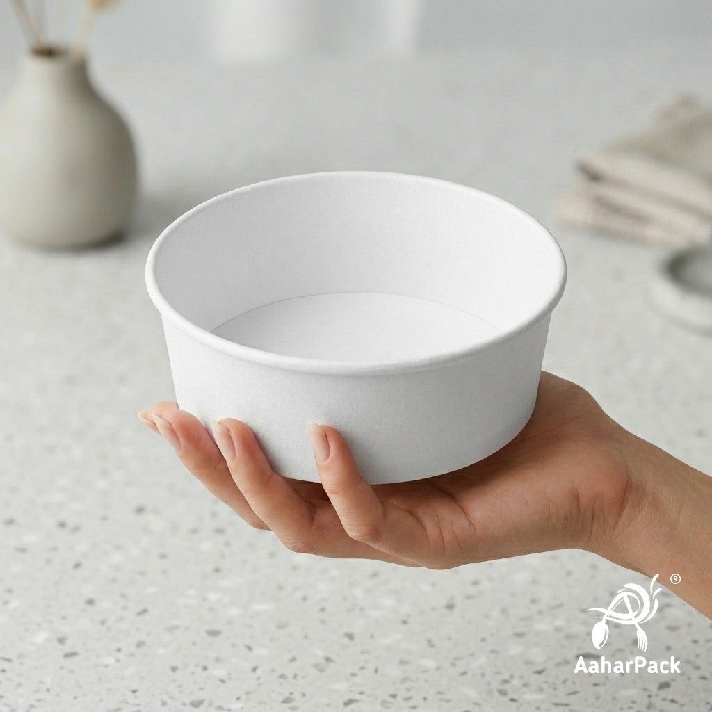 500 ML White Paper Salad Bowls Without Lid (Pack of 200) - Premium Disposable Food Containers | Eco-Friendly, Leak-Proof Takeaway Bowls for Restaurants, Food Trucks & Catering