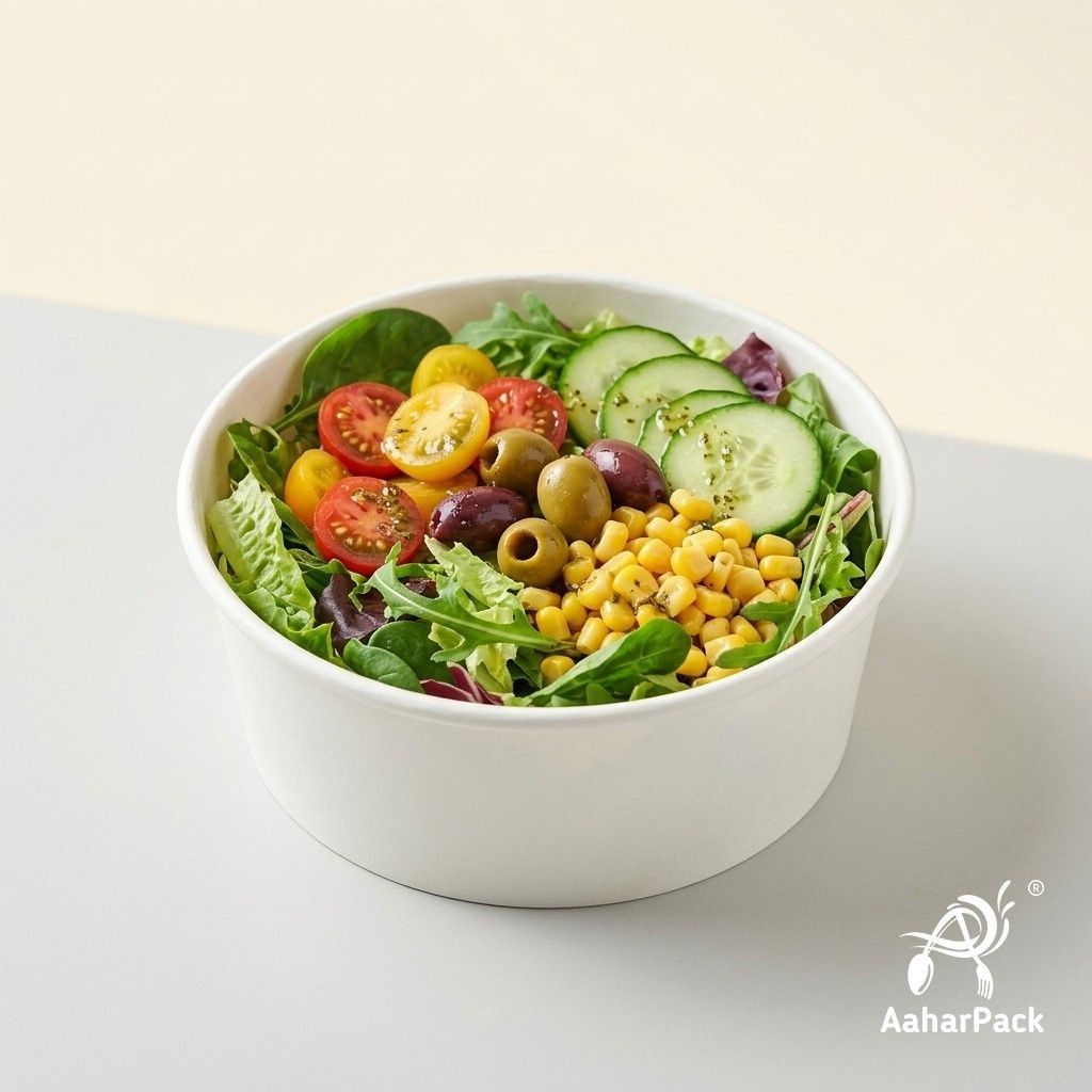750 ML White Paper Salad Bowls Without Lid (Pack of 200) - Large Premium Disposable Food Containers | Heavy-Duty, Leak-Proof Takeaway Bowls for Restaurants, Catering & Main Course Meals