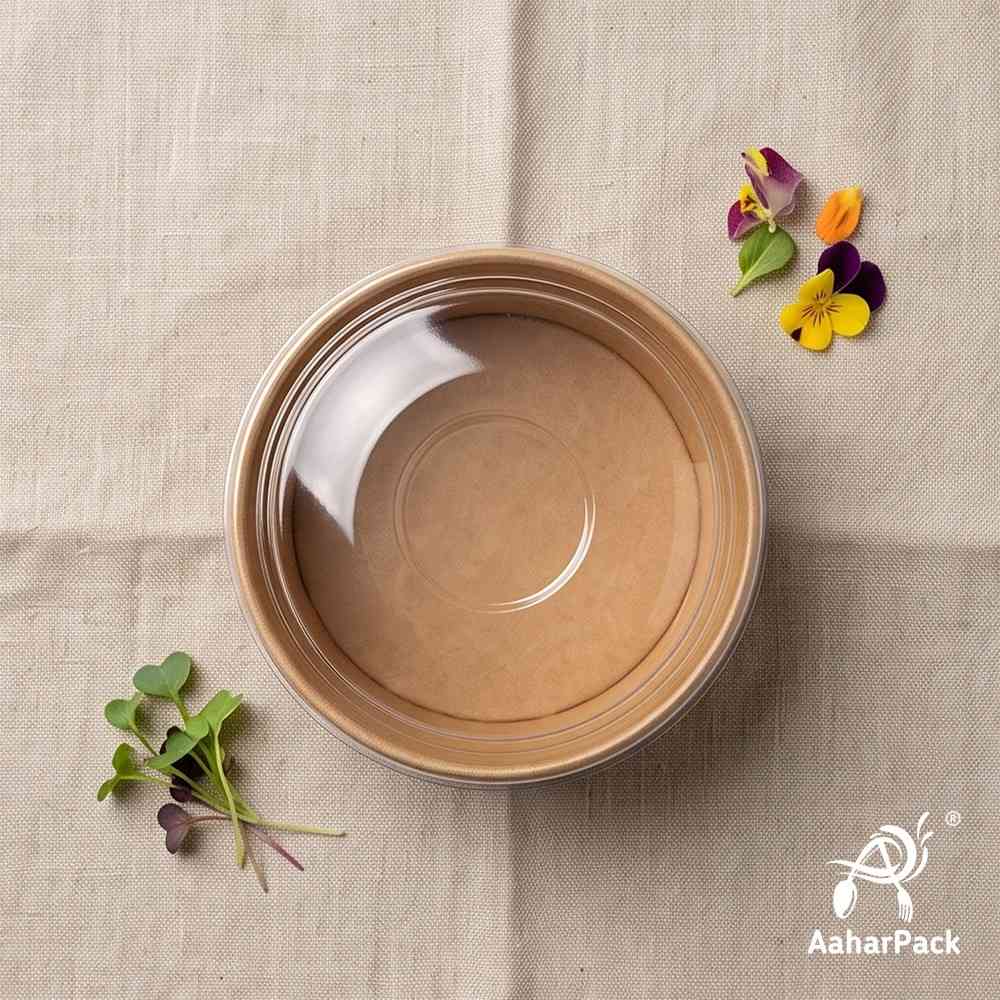 200 ML Kraft Paper Bowls with Dome Lids (Pack of 150) - Small Brown Disposable Paper Bowls | Eco-Friendly, Leak-Proof Takeaway Food Containers for Ice Cream Sundaes & Sweet Treats