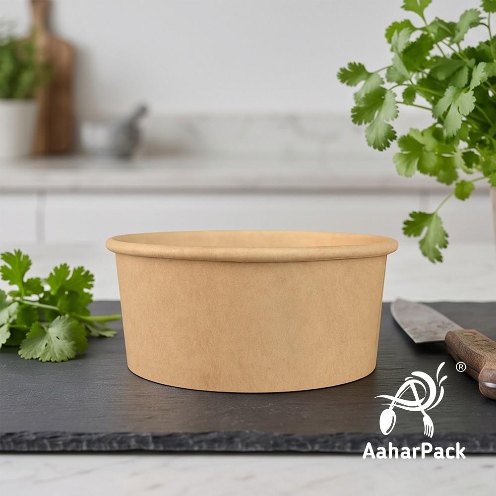 250 ML Kraft Paper Bowls with Dome Lids (Pack of 150) - Small Brown Disposable Paper Bowls | Eco-Friendly, Leak-Proof Takeaway Food Containers for Ice Cream Sundaes, Desserts & Fruit Bowls