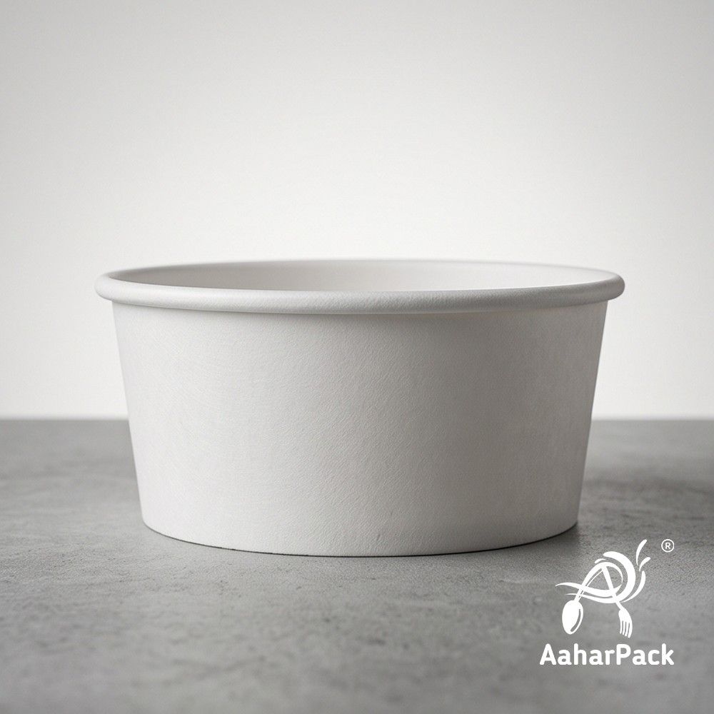 250 ML White Paper Bowls with Dome Lids (Pack of 150) - Small Disposable Paper Bowls | Premium Leak-Proof Takeaway Food Containers for Ice Cream Sundaes, Desserts & Fruit Bowls