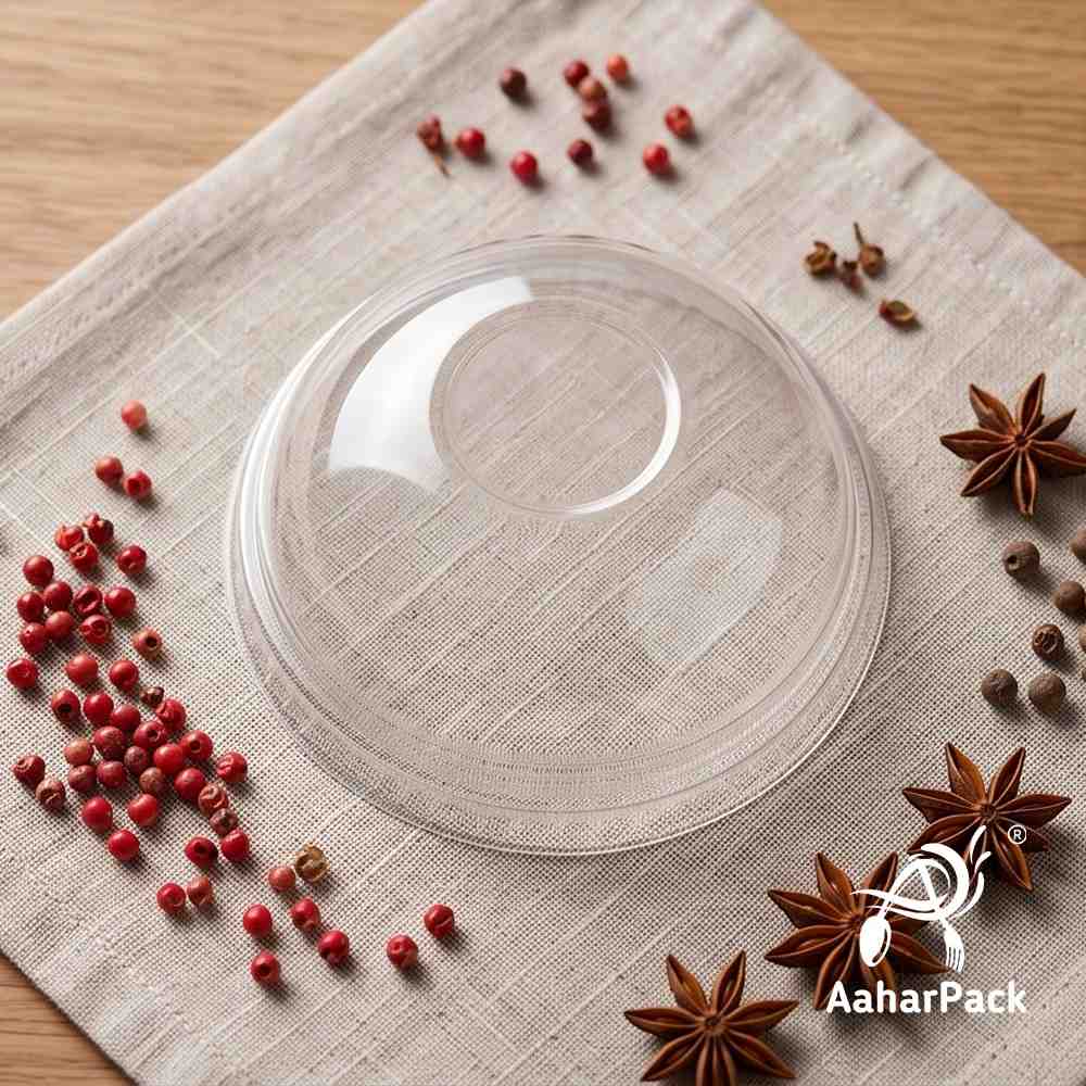 350 ML White Paper Bowls with Dome Lids (Pack of 150) - Medium Disposable Paper Bowls | Premium Leak-Proof Takeaway Food Containers for Large Ice Cream Sundaes, Loaded Desserts & Fruit Bowls