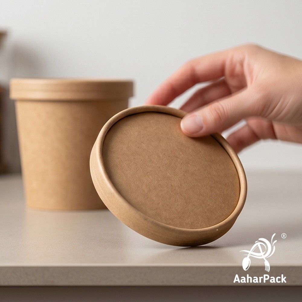 250 ML Kraft Paper Bowls with Paper Lids (Pack of 100) - 100% Eco-Friendly Disposable Paper Bowls | Premium Leak-Proof Brown Food Containers for Hot Soups, Gravies & Takeaway