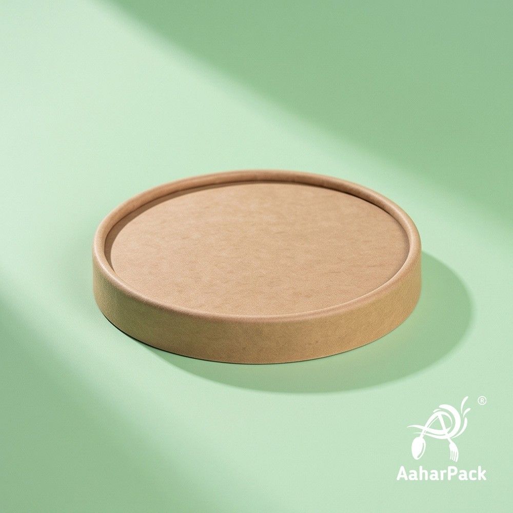 350 ML Kraft Paper Bowls with Paper Lids (Pack of 100) - 100% Eco-Friendly Medium Disposable Paper Bowls | Premium Leak-Proof Brown Food Containers for Hot Soups, Noodles & Curries