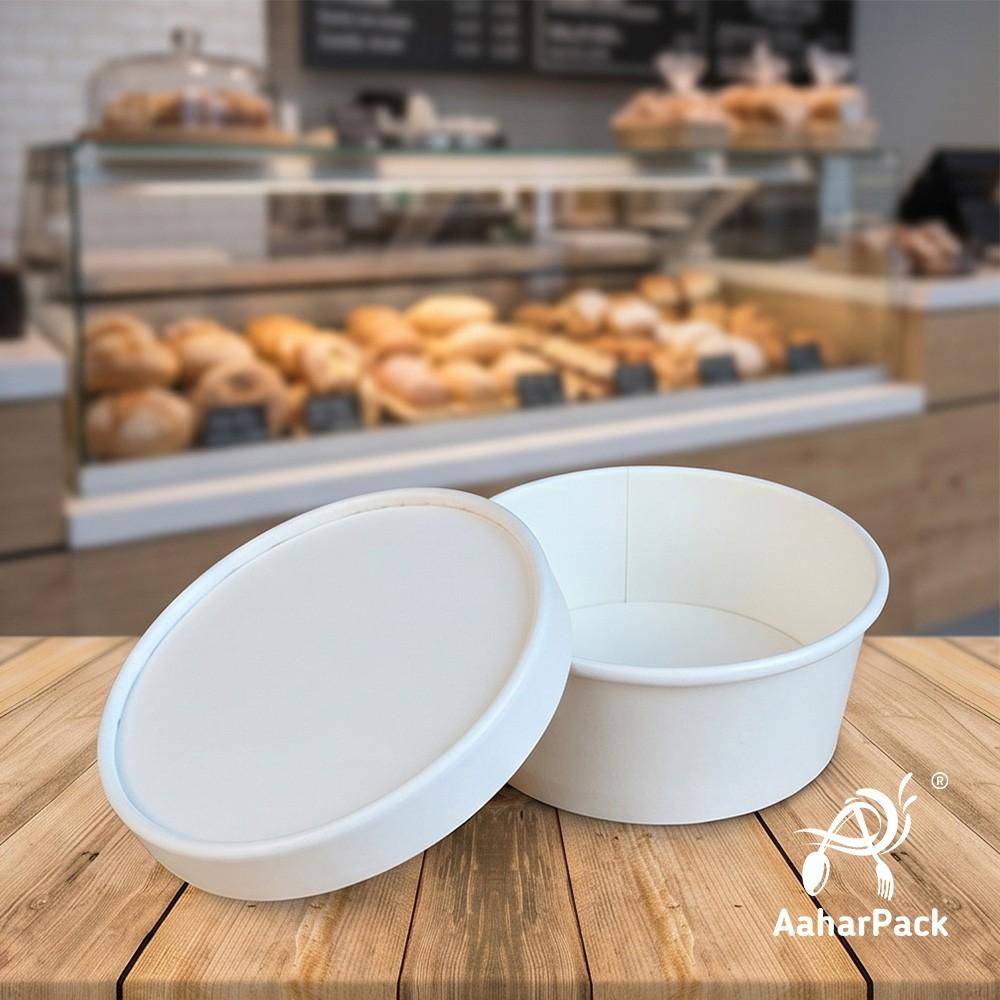 250 ML White Paper Bowls with Paper Lids (Pack of 100) - 100% Eco-Friendly Disposable Paper Bowls | Premium Leak-Proof Takeaway Food Containers for Hot Soups, Gravies & Desserts