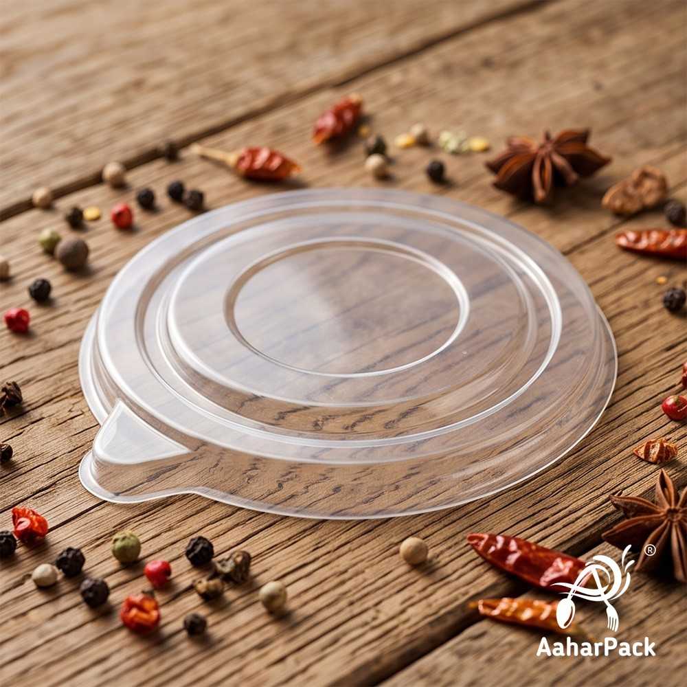 250 ML White Paper Bowls with Plastic Flat Lids (Pack of 150) - Small Disposable Paper Bowls | Premium Leak-Proof Takeaway Food Containers for Hot Soups, Desserts, Dips & Side Dishes