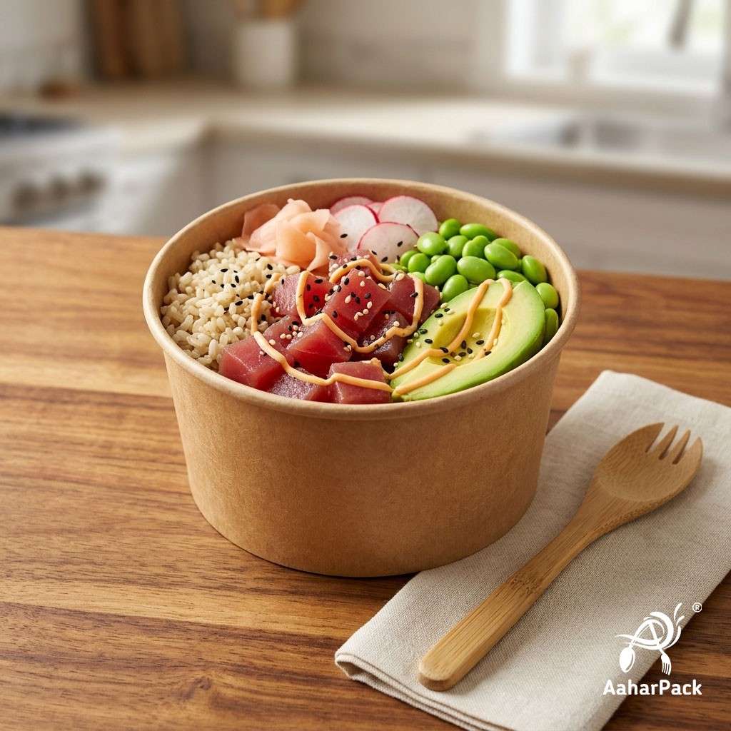 500 ML Kraft Paper Bowls Without Lid (Pack of 200) - Large Brown Disposable Paper Bowls | Eco-Friendly, Leak-Proof Food Containers for Biryani, Salads, Noodles & Hot Soups