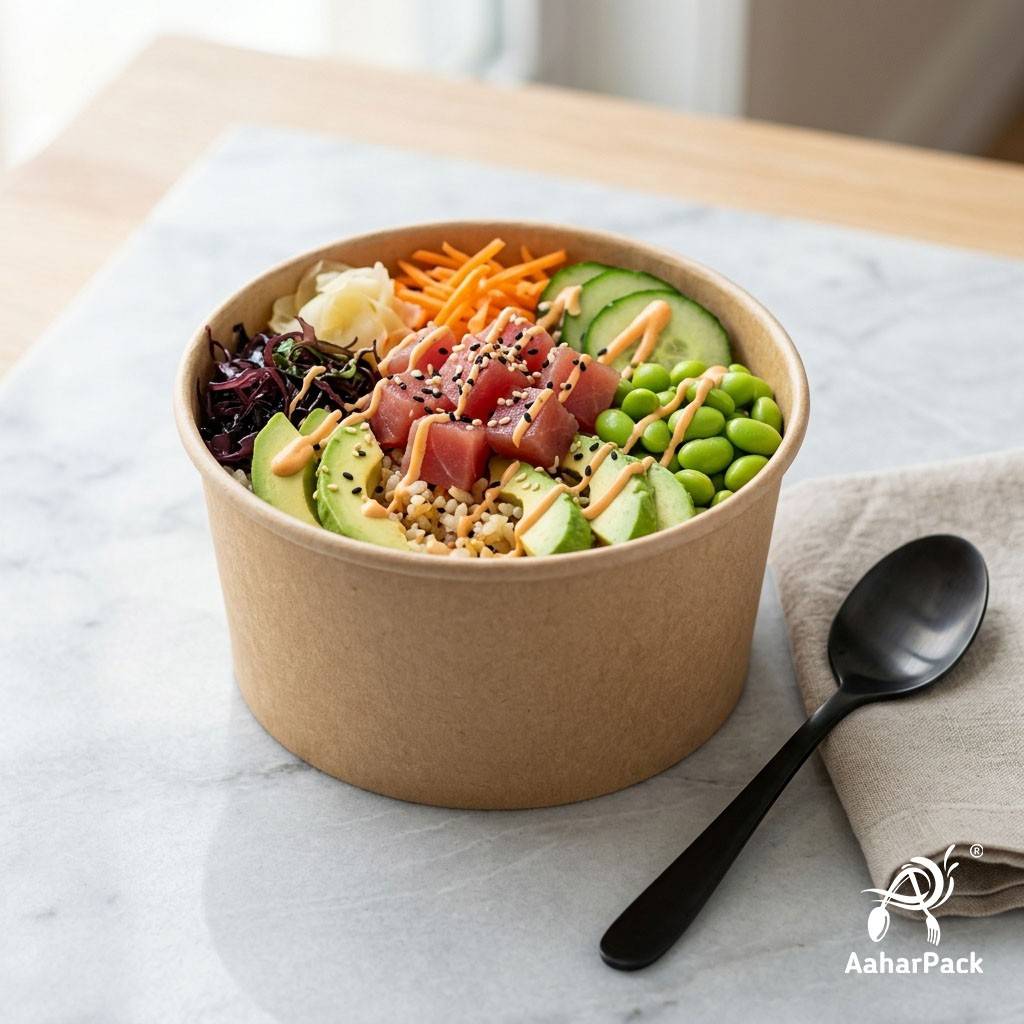 500 ML Kraft Paper Bowls Without Lid (Pack of 200) - Large Brown Disposable Paper Bowls | Eco-Friendly, Leak-Proof Food Containers for Biryani, Salads, Noodles & Hot Soups