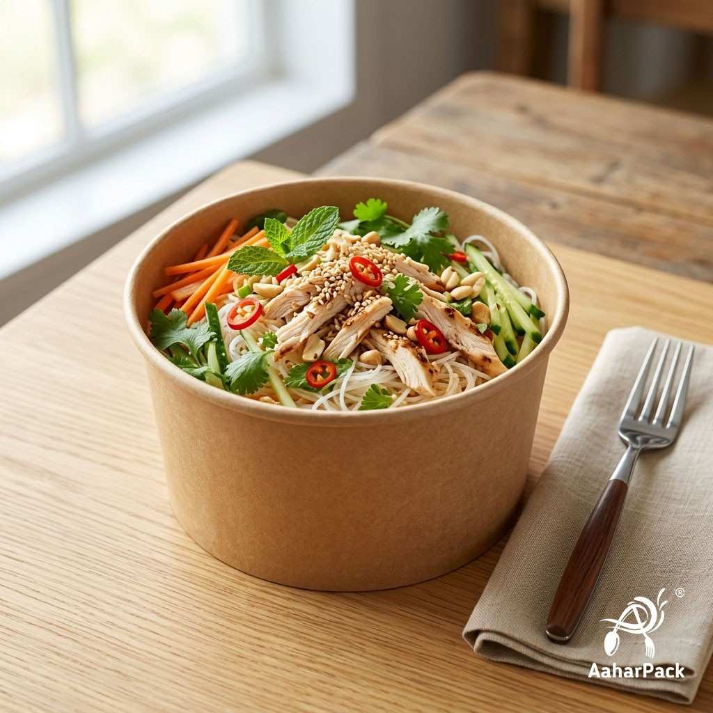 500 ML Kraft Paper Bowls Without Lid (Pack of 200) - Large Brown Disposable Paper Bowls | Eco-Friendly, Leak-Proof Food Containers for Biryani, Salads, Noodles & Hot Soups