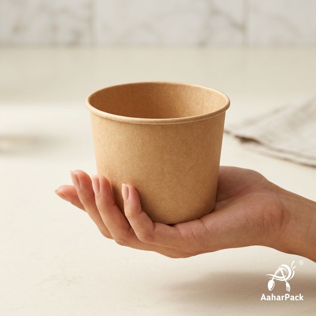 500 ML Kraft Paper Bowls Without Lid (Pack of 200) - Large Brown Disposable Paper Bowls | Eco-Friendly, Leak-Proof Food Containers for Biryani, Salads, Noodles & Hot Soups