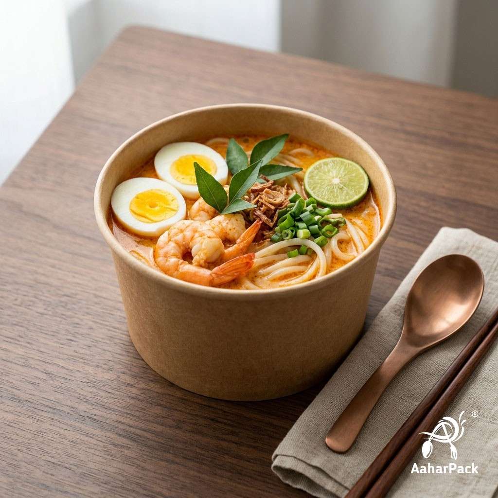500 ML Kraft Paper Bowls Without Lid (Pack of 200) - Large Brown Disposable Paper Bowls | Eco-Friendly, Leak-Proof Food Containers for Biryani, Salads, Noodles & Hot Soups