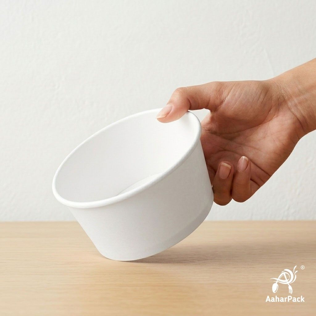 250 ML White Paper Bowls Without Lid (Pack of 200) - Small Disposable Paper Bowls | Premium Leak-Proof Food Containers for Hot Soups, Ice Cream, Desserts & Side Dishes
