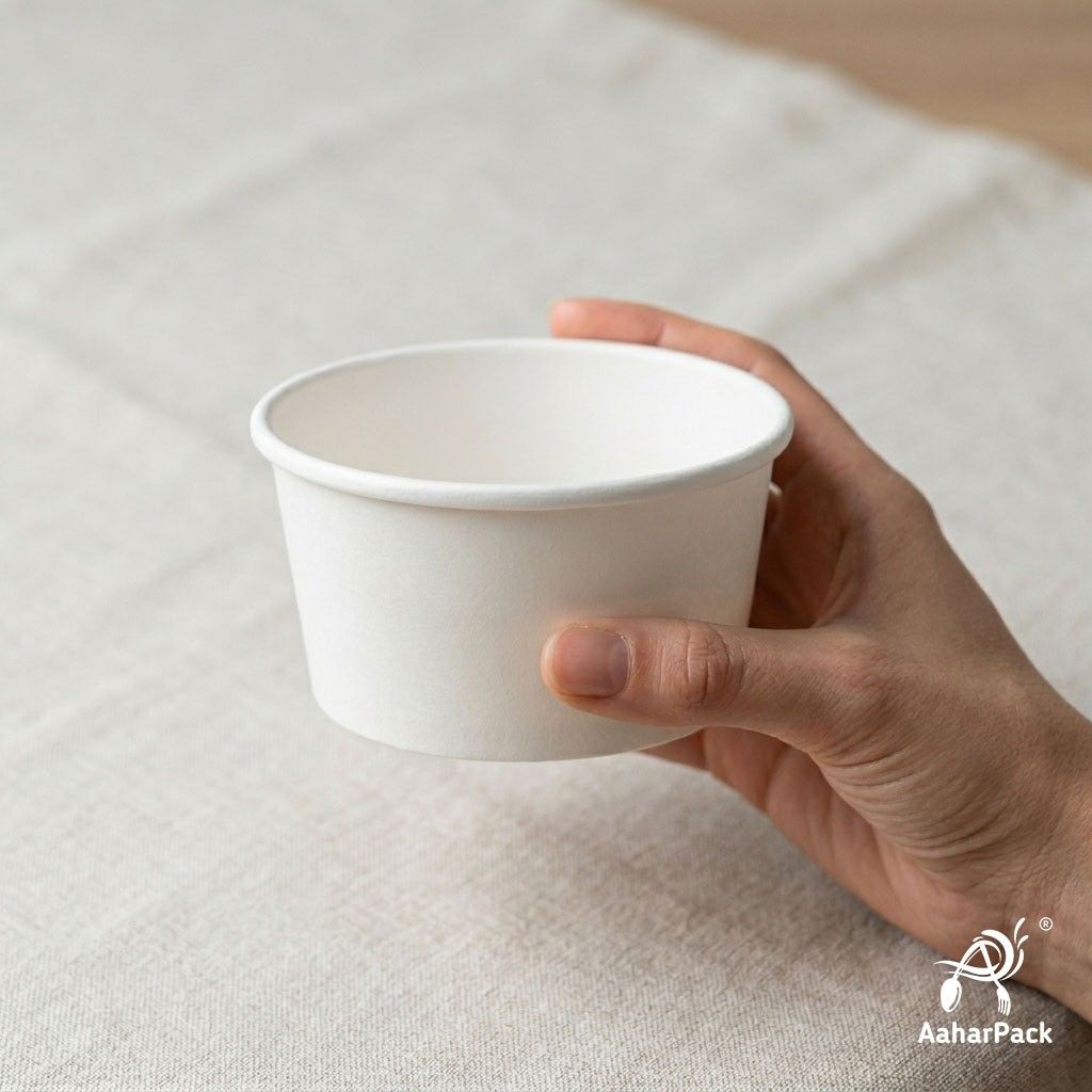 250 ML White Paper Bowls Without Lid (Pack of 200) - Small Disposable Paper Bowls | Premium Leak-Proof Food Containers for Hot Soups, Ice Cream, Desserts & Side Dishes
