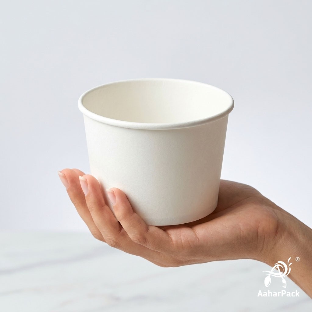 500 ML White Paper Bowls Without Lid (Pack of 200) - Large Disposable Paper Bowls | Premium Leak-Proof Food Containers for Hot Soups, Salads, Noodles & Biryani