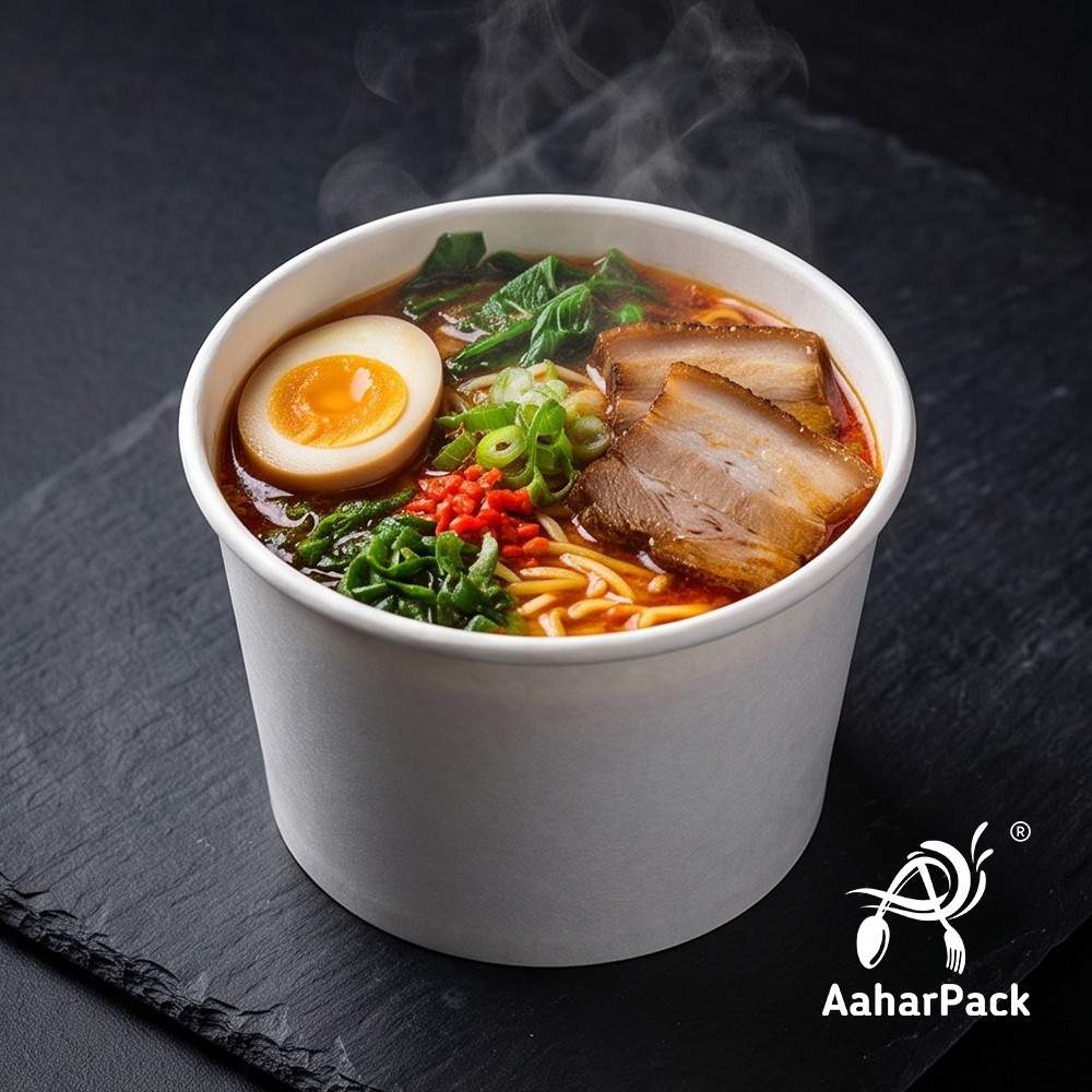 500 ML White Paper Bowls Without Lid (Pack of 200) - Large Disposable Paper Bowls | Premium Leak-Proof Food Containers for Hot Soups, Salads, Noodles & Biryani