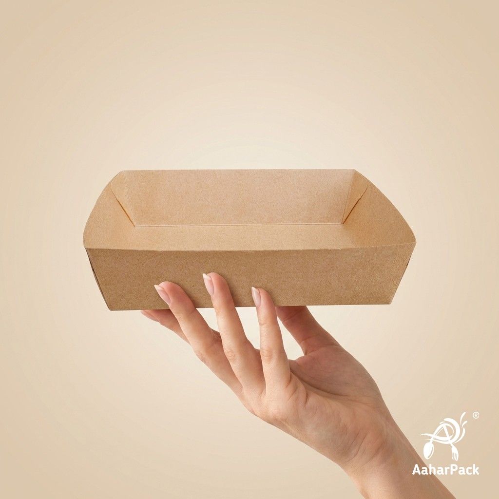 1000 ML Kraft Boat Paper Tray – Large Eco-Friendly Disposable Tray for Meals & Takeaway (Pack of 200 Pcs)